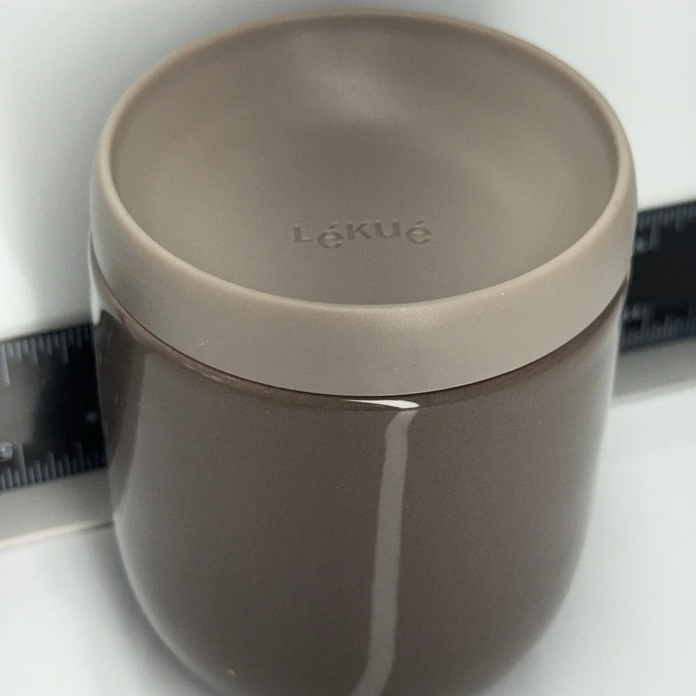 LEKUE Food Storage Container Round Beige Ceramic Cup Mug &‎ Lid